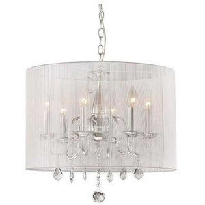 Chrome and Cream 6-light Crystal Chandelier