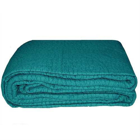 Image of California King 3-Piece 100% Cotton Quilted Bedspread with Shams in Turquoise