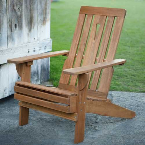 Image of Outdoor Hardwood Square-Back Adirondack Chair with Oversized Contoured Seat