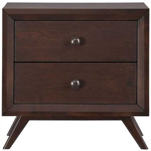 Mid-Century Modern Style End Table Nightstand in Cappuccino Wood Finish