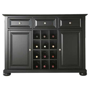 Black Dining Room Buffet Sideboard Cabinet with Wine Storage