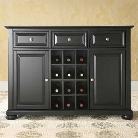 Image of Black Dining Room Buffet Sideboard Cabinet with Wine Storage