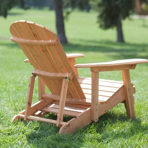 Image of Reclining Adirondack Chair with Pull-out Ottoman in Natural Fir Wood