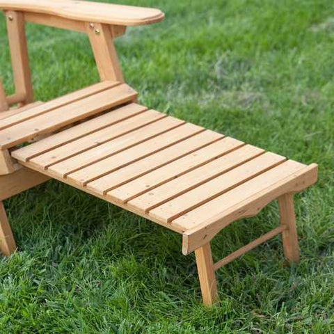 Image of Reclining Adirondack Chair with Pull-out Ottoman in Natural Fir Wood