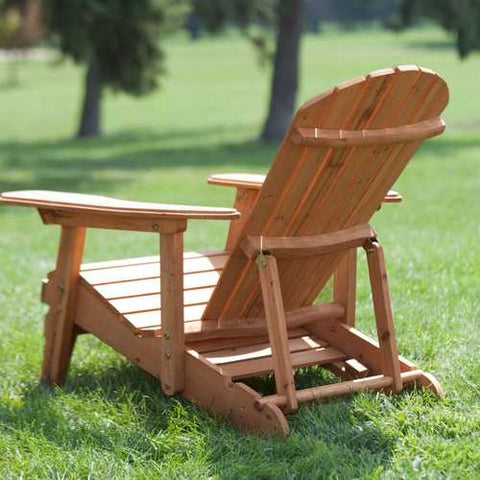 Image of Outdoor Adirondack Chair Recliner with Slide-Out Ottoman in Kiln-Dried Fir Wood