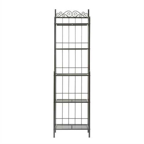 Image of Narrow Wrought Iron Bakers Rack with 5 Shelves