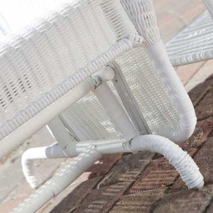 White Resin Wicker Outdoor 2-Seat Loveseat Glider Bench Patio Armchair