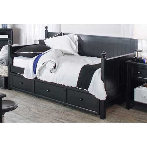 Image of Twin size Black Wood Daybed with Pull-out Trunle Bed