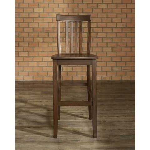 Image of Set of 2 - Solid Hardwood 30-inch Bar Stools in Wood Mahogany Finish