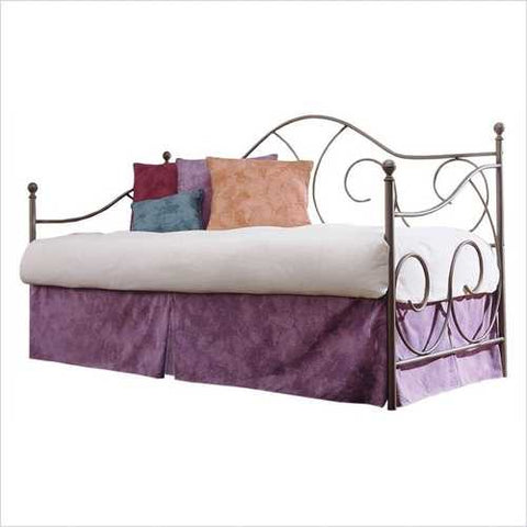 Image of Twin size Metal Day Bed in Flint Finish with Link Spring - No Trundle