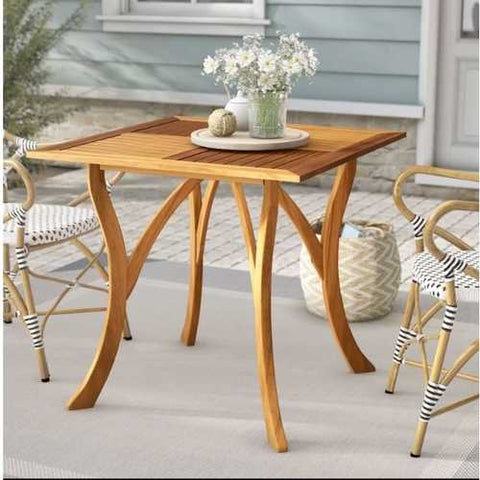 Image of Outdoor Solid Wood 31.5 inch Square Patio Dining Table