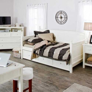 Twin size White Wood Daybed with Pull-out Trundle Bed