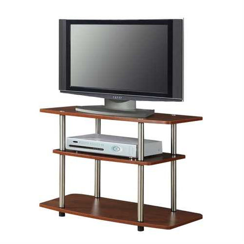 Image of Modern Wood and Metal TV Stand in Cherry Brown Finish