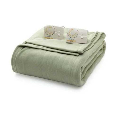 Image of Full size Electric Heated Blanket in Sage Green with Digital Control - Machine Washable