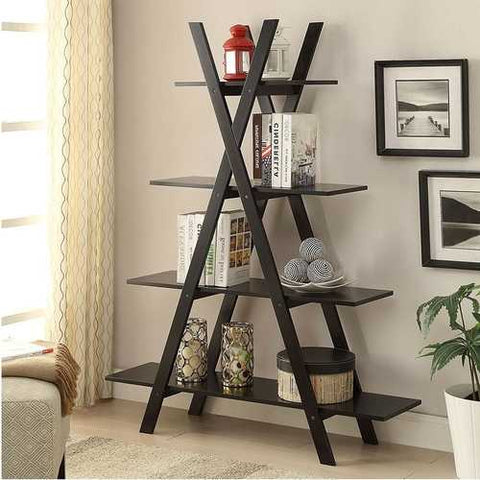 Image of Modern A-Frame 4-Shelf Bookcase Bookshelf Display Shelves