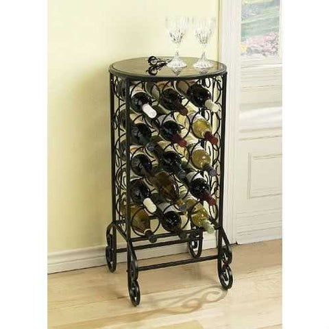 Image of Black Iron 15-Bottle Wine Rack Accent Table