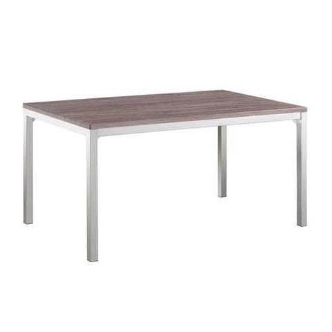 Image of Modern Dining Table with Grey Chrome Frame and Wooden Top