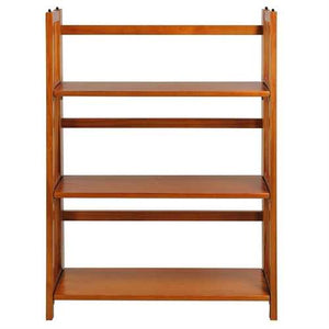 3-Shelf Folding Storage Shelves Bookcase in Honey Oak Finish