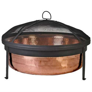 Solid 100-Percent Copper Fire Pit with Stand Screen and Cover