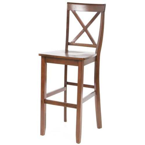 Image of Set of 2 - X-Back 30-inch Solid Wood Barstool in Mahogany Finish