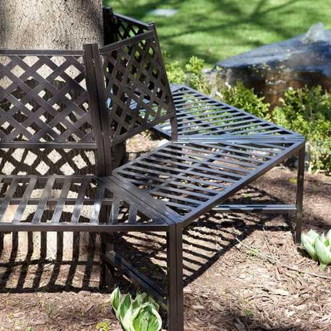 Image of Classic Outdoor 6-Sided Tree Bench in Powder Coasted Steel