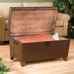 Contemporary Lift Top Coffee Table Storage Trunk in Espresso Finish