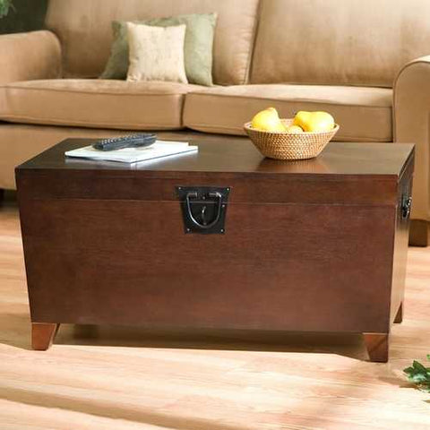 Image of Contemporary Lift Top Coffee Table Storage Trunk in Espresso Finish