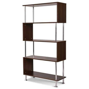 Modern Wood and Steel 4-Shelf Bookcase