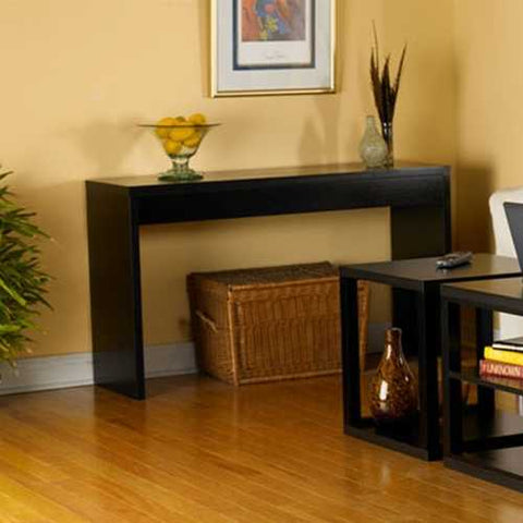 Image of Contemporary Espresso Black Wood Grain Sofa Table Living Room Console Table