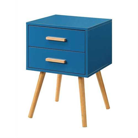 Image of Modern Classic Mid-Century Style End Table Nightstand in Blue Finish