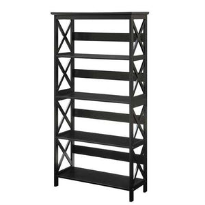 Glossy Black 5-Shelf Bookcase