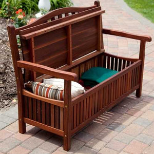 Outdoor Wooden Storage Bench for Patio Garden Backyard