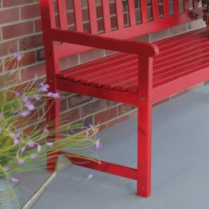 5-Ft Outdoor Garden Bench in Red Wood Finish with Armrest