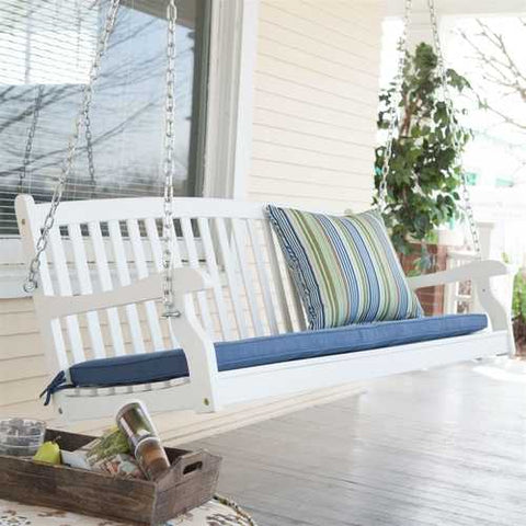 Image of Outdoor Patio Deck 4-Ft Porch Swing in White Wood Finish