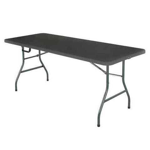 Image of Black 6-Ft Centerfold Folding Table with Weather Resistant Top