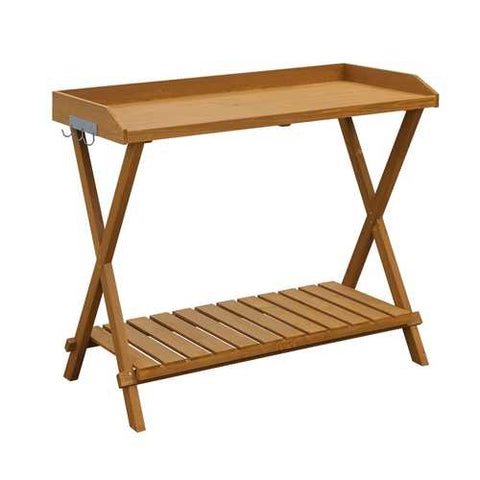 Image of Outdoor Folding Garden Table Potting Bench with Slatted Bottom