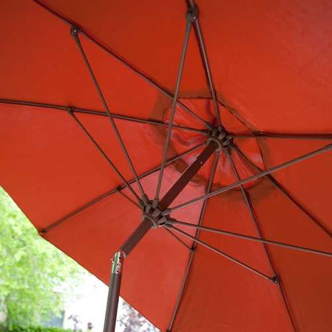 Image of 9-Ft Push Button Tilt Patio Umbrella with Rust Red Orange Shade and Bronze Finish Pole