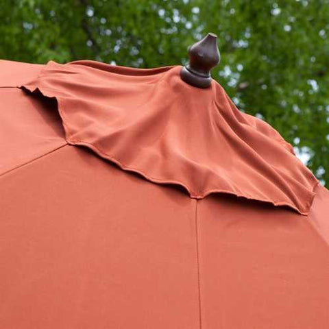 Image of 9-Ft Push Button Tilt Patio Umbrella with Rust Red Orange Shade and Bronze Finish Pole