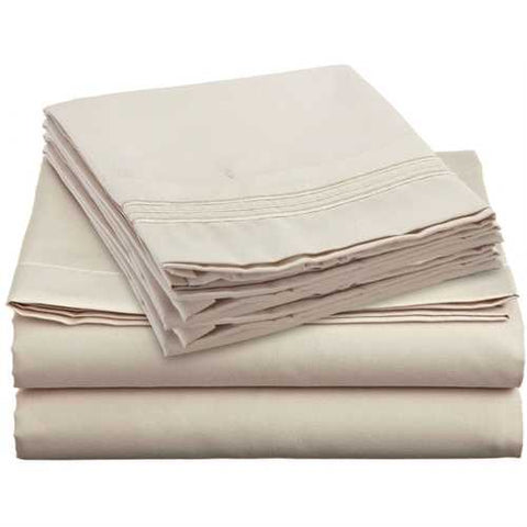 Image of King size 4-Piece Sheet Set in Beige Cream Brushed Microfiber