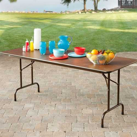 Image of Rectangle 60-inch Melamine Folding Table in Brown