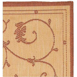 5'10 x 9'2 Indoor Outdoor Area Rug with Floret Floral Pattern Terracotta