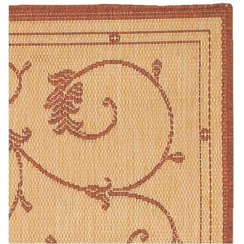 Image of 5'10 x 9'2 Indoor Outdoor Area Rug with Floret Floral Pattern Terracotta