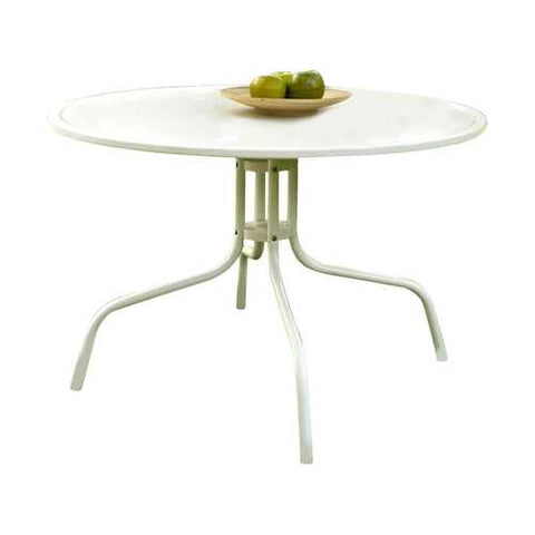 Image of Round Patio Dining Table in White Outdoor UV Resistant Metal