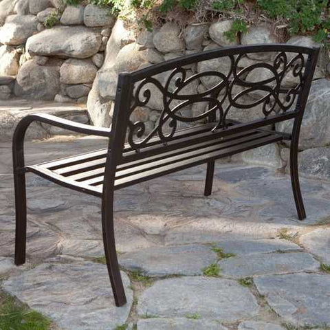 Image of 4-Ft Metal Garden Bench in Antique Black Finish