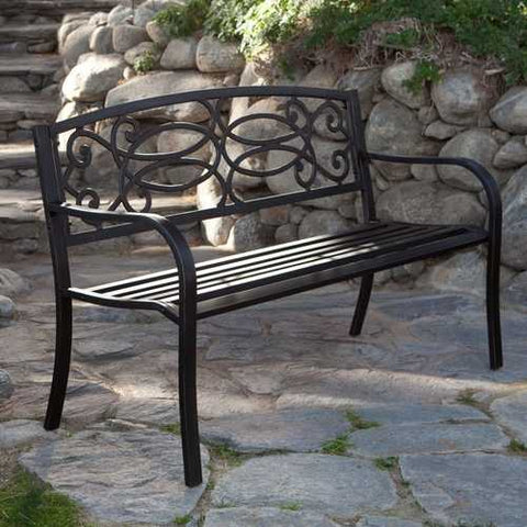 Image of 4-Ft Metal Garden Bench in Antique Black Finish