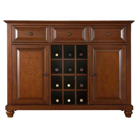 Image of Classic Cherry Wood Finish Dining Room Sideboard Buffet with Wine Storage