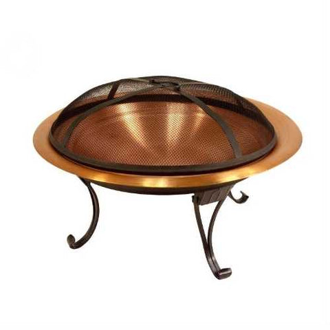 Image of Copper Fire Pit with Folding Stand Spark Screen and Carrying Case