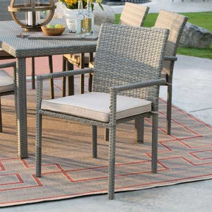 Outdoor Weather Resistant Resin Wicker Patio Dining Chair Arm Chair in Natural