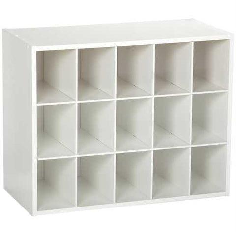 Image of 15-Cubby Stackable Shoe Rack Organizer Shelves in White Wood Finish