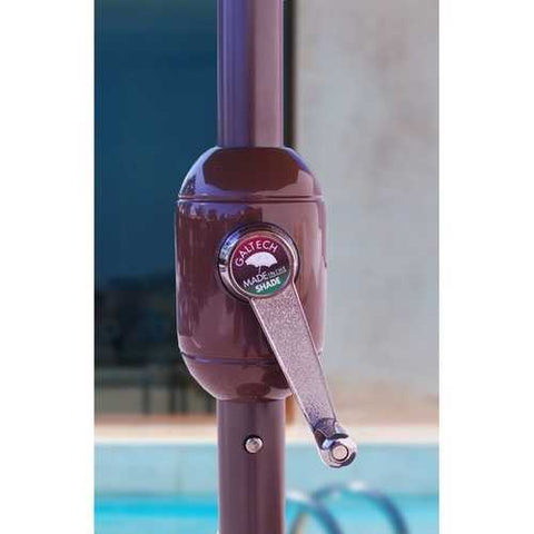 Image of Outdoor 9-Ft Patio Umbrella with Khaki Canopy and Bronze Push Button Tilt Pole